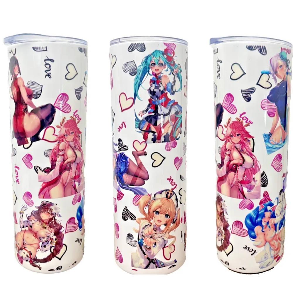 Personalized anime girls Semi handmade 20oz stainless steel straight bottle gift